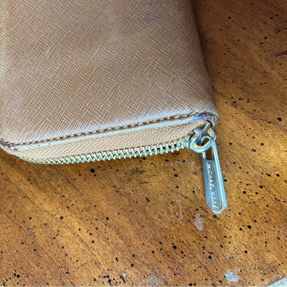 Michael Kors Tan Wallet with Gold Logo Plate